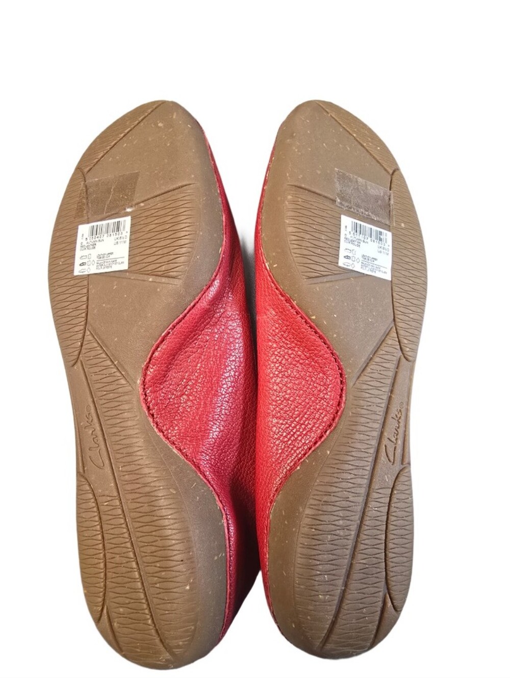 Clarks Women's Red Leather Ballet Flats - Picture 2 of 10